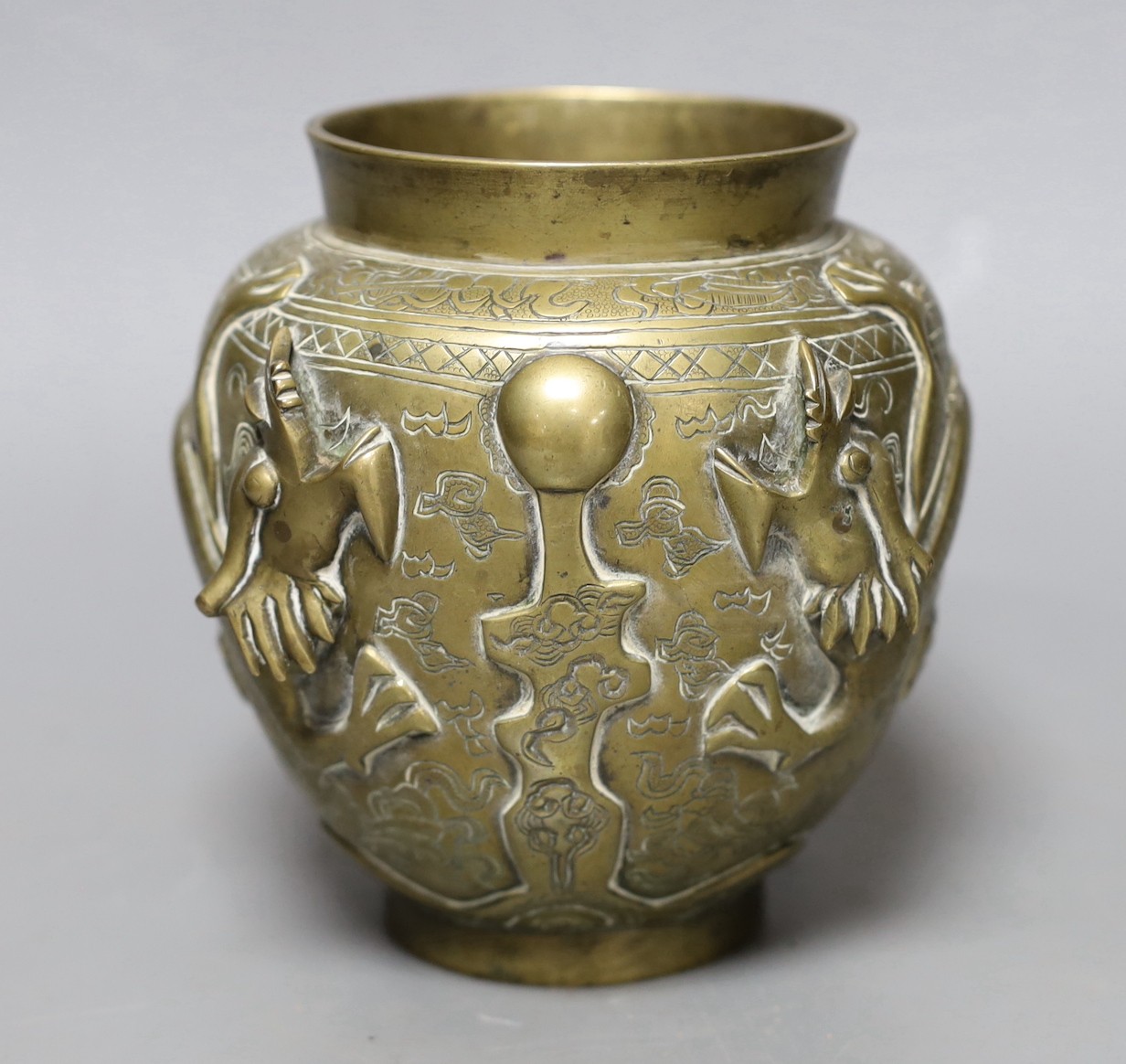 A Chinese bronze ‘dragon’ vase, early 20th century, 14cm